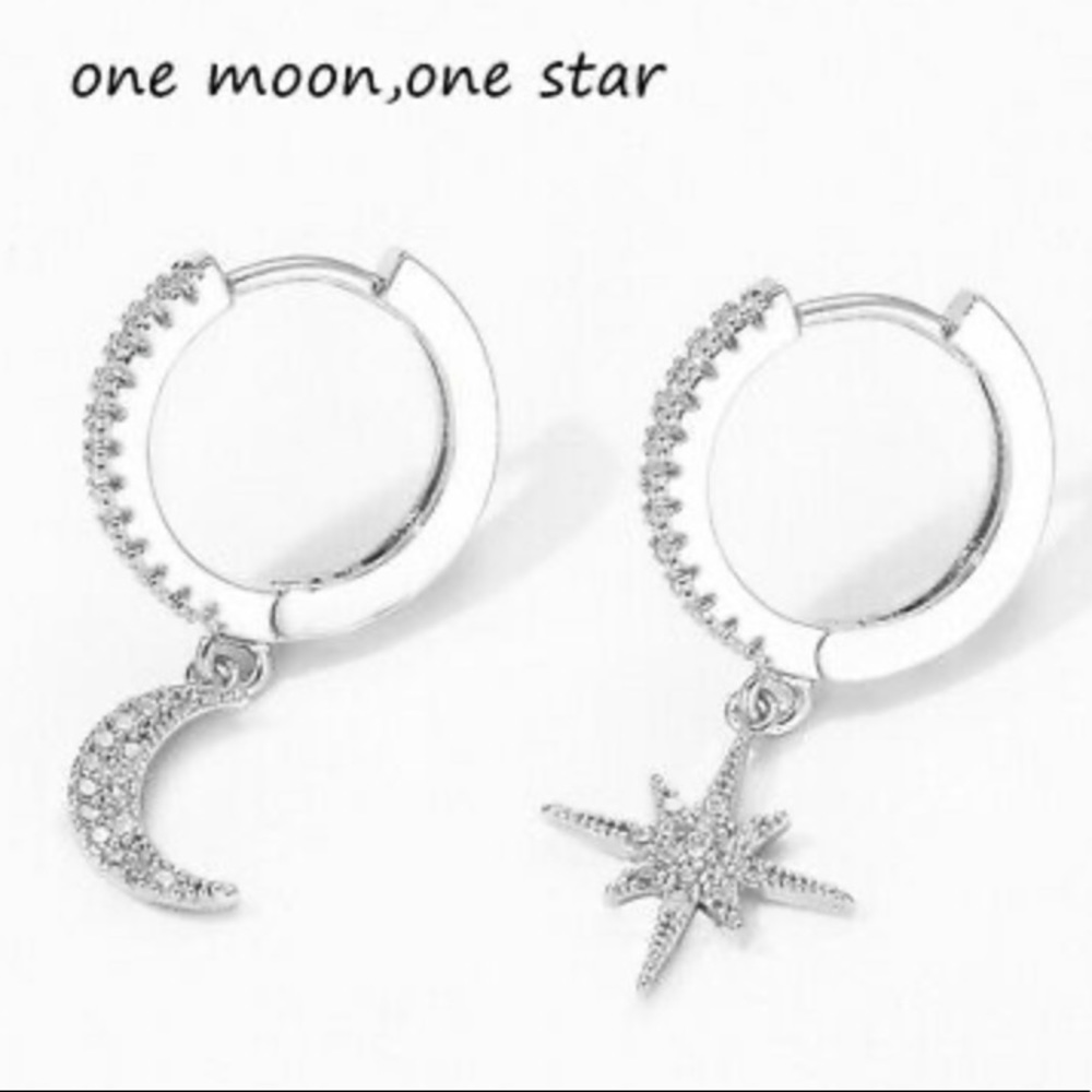 New 925 Sterling silver Moon Star Earrings - Picture 7 of 7